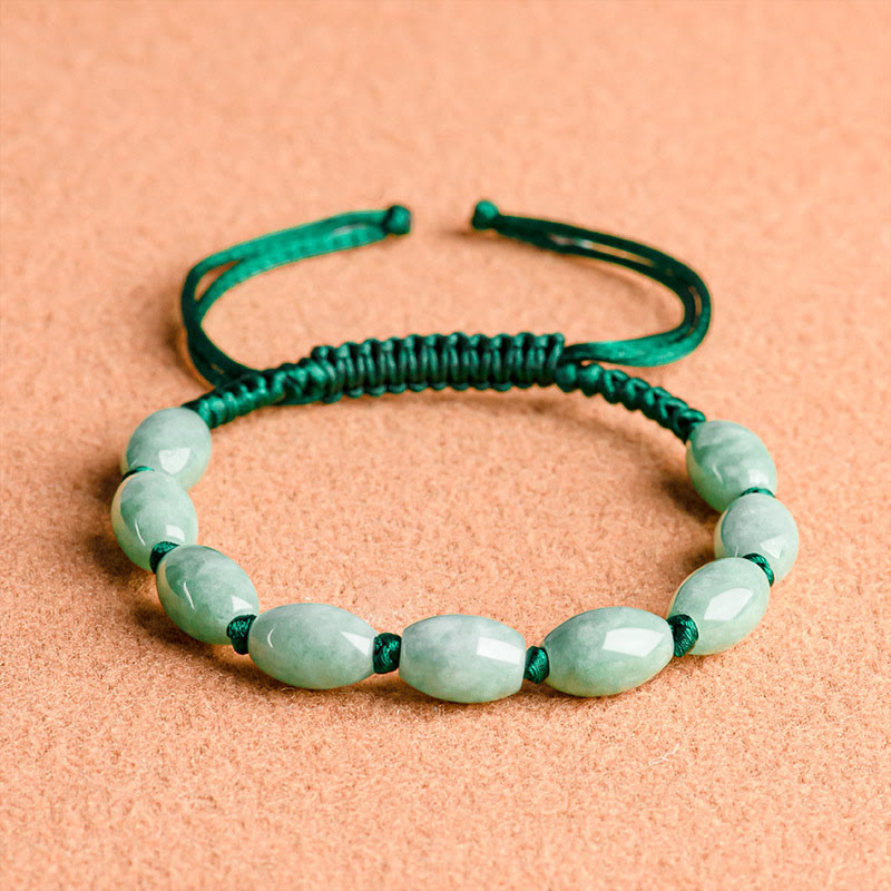 Handmade Red String Bracelet with Minimalist Jade Beads