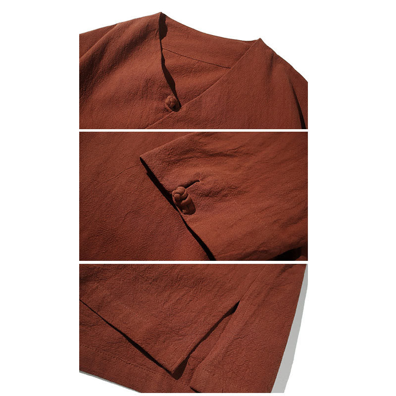 V-Neck Plain Men's Half Sleeve Cotton Shirt