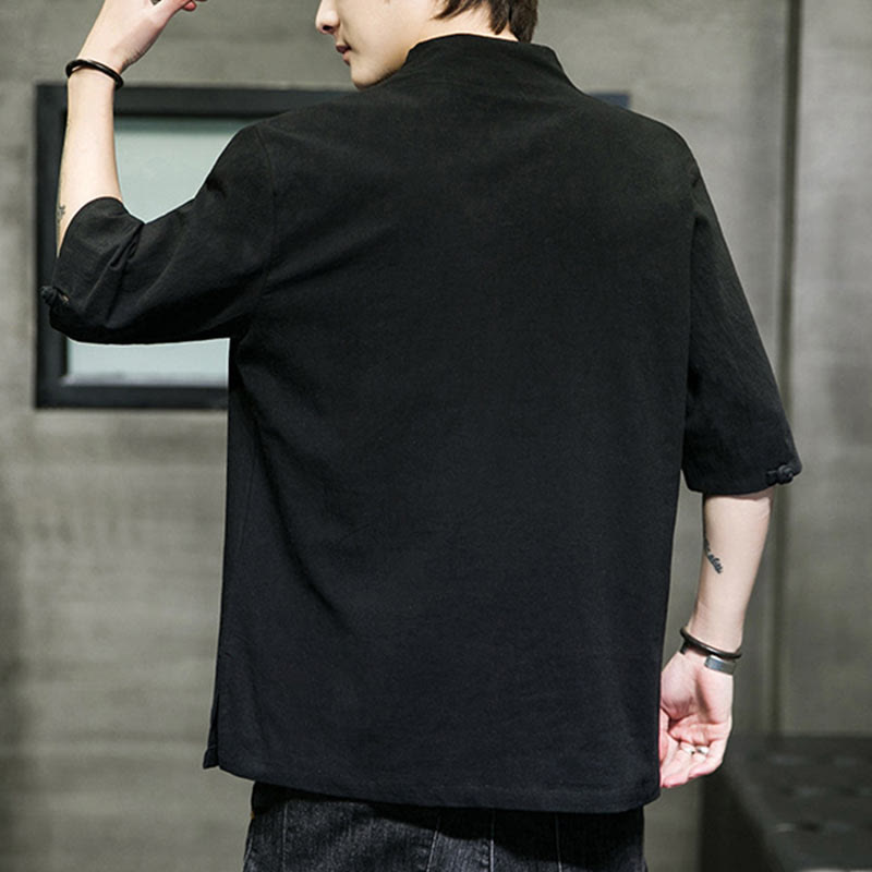 V-Neck Plain Men's Half Sleeve Cotton Shirt