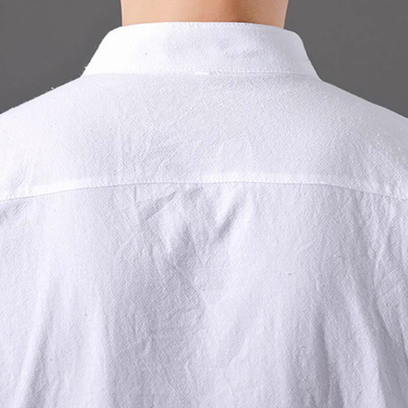Breathable Cotton Stand Collar Half-Sleeve Mindful Shirt