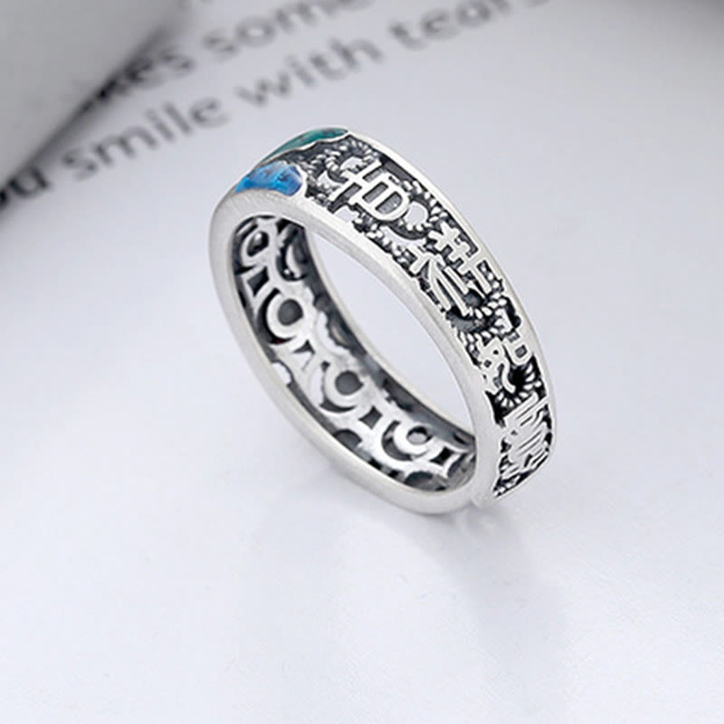 925 Sterling Silver Koi Fish and Lotus Adjustable Open Ring