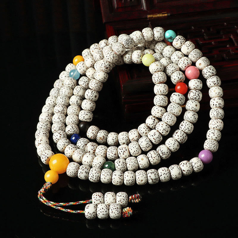 Tibetan Bodhi Seed Bracelet with Turquoise Copper Onyx & Natural Gemstones