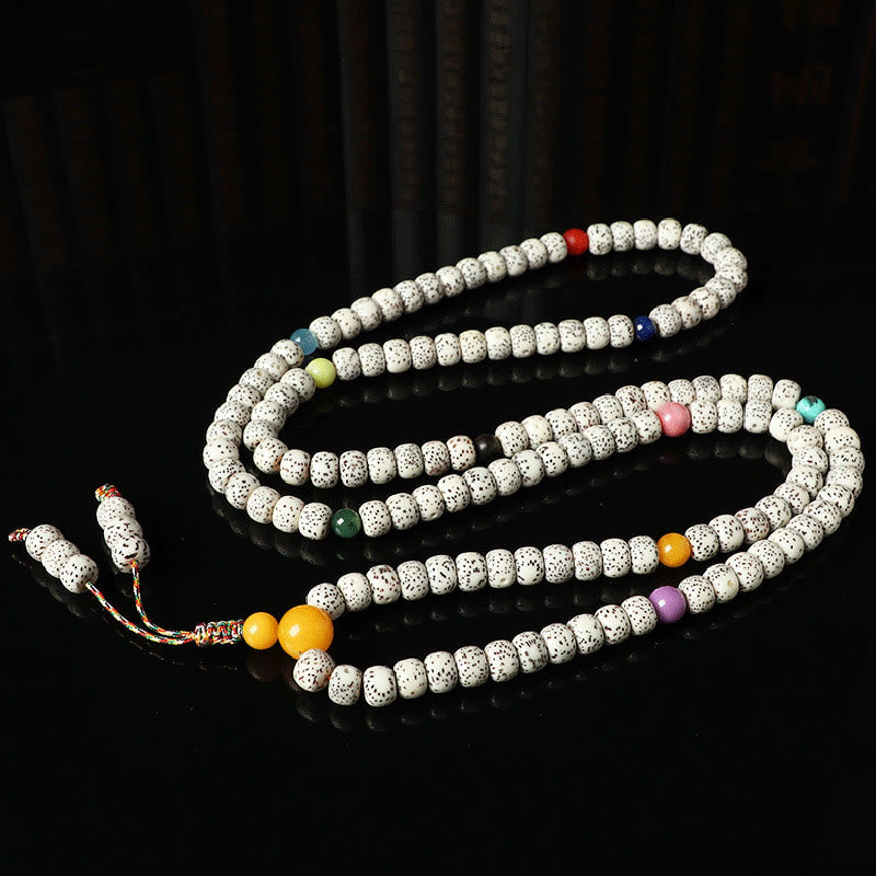 Tibetan Bodhi Seed Bracelet with Turquoise Copper Onyx & Natural Gemstones