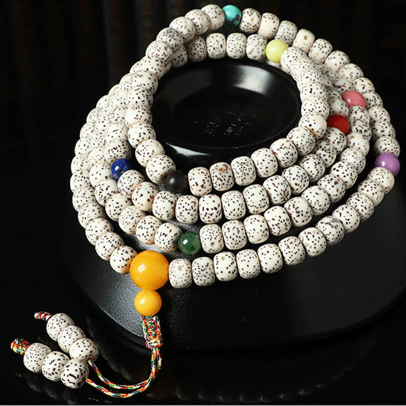 Tibetan Bodhi Seed Bracelet with Turquoise Copper Onyx & Natural Gemstones