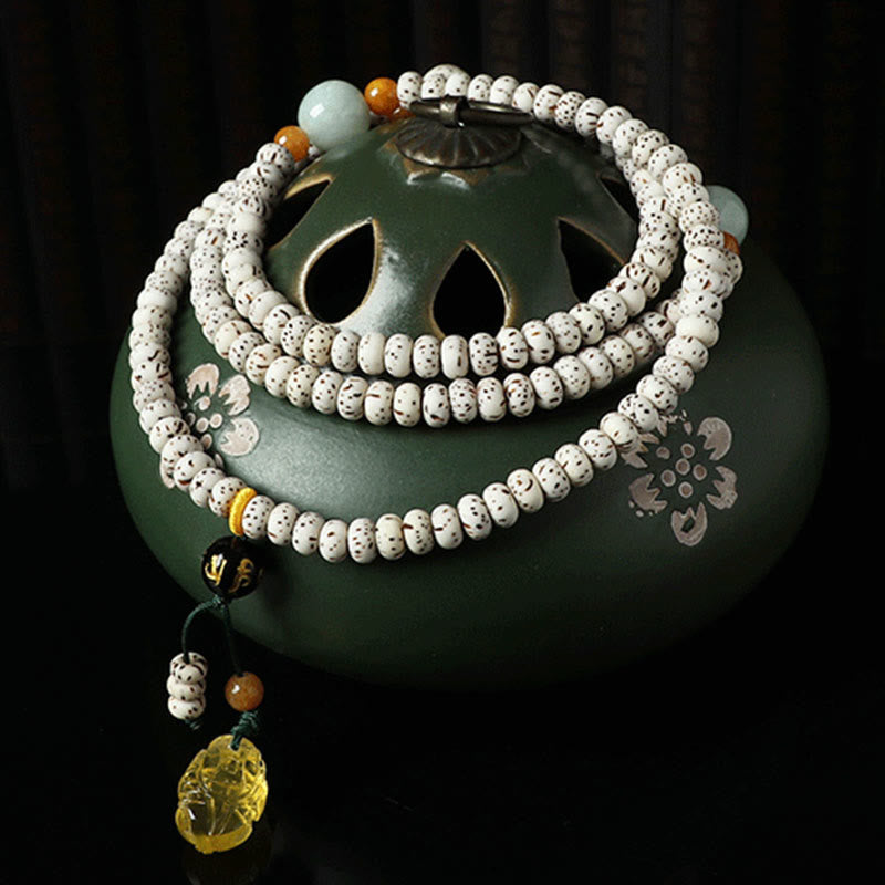 Tibetan Bodhi Seed Bracelet with Turquoise Copper Onyx & Natural Gemstones