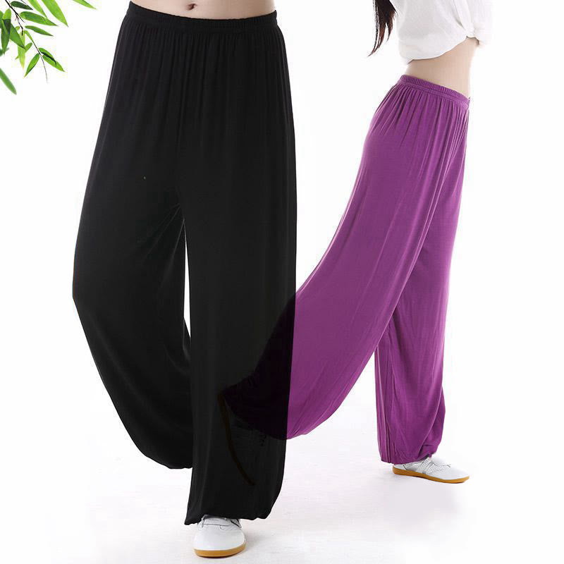Summer Elastic Waist Tai Chi Qigong Practice Modal Unisex Pants
