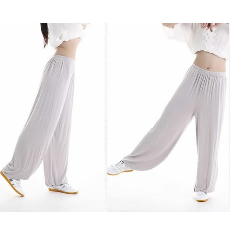 Summer Elastic Waist Tai Chi Qigong Practice Modal Unisex Pants