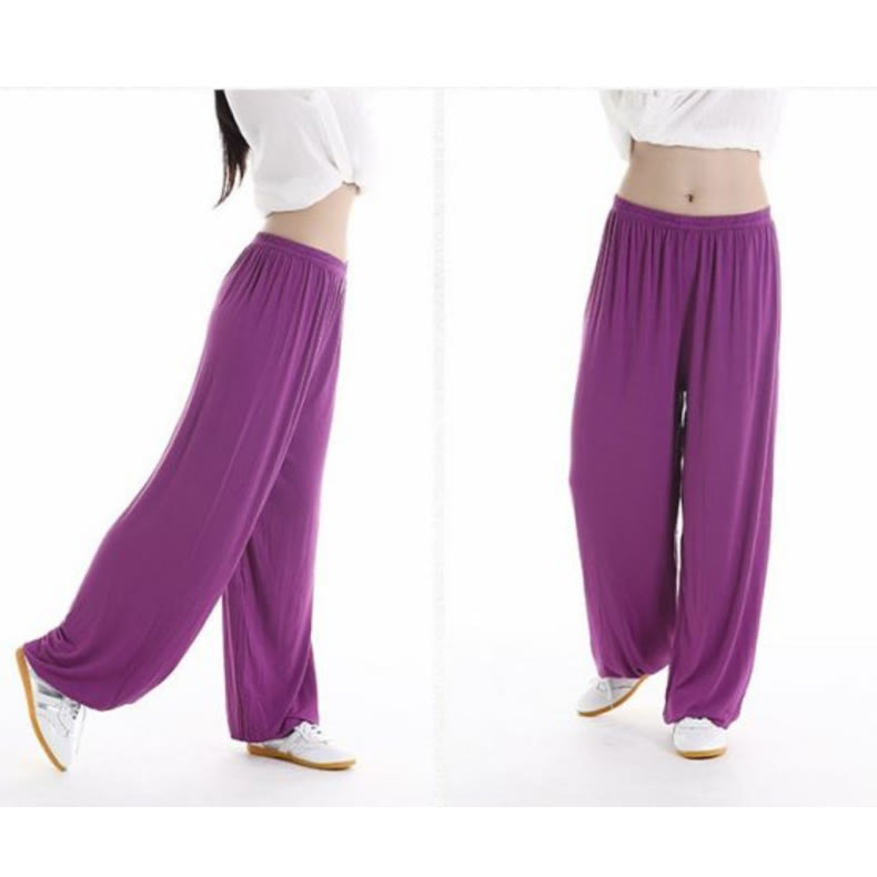 Summer Elastic Waist Tai Chi Qigong Practice Modal Unisex Pants