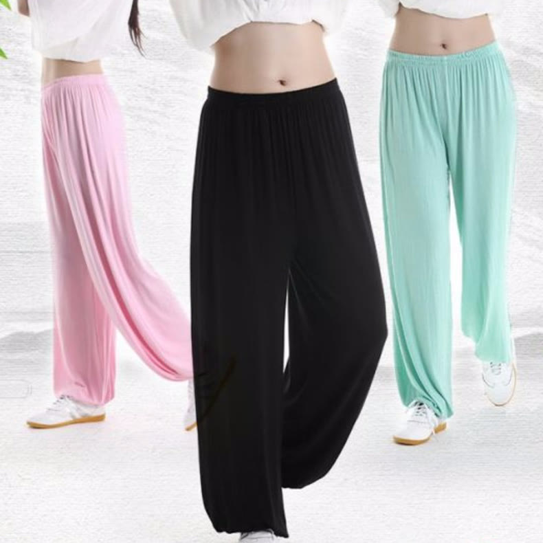 Summer Elastic Waist Tai Chi Qigong Practice Modal Unisex Pants