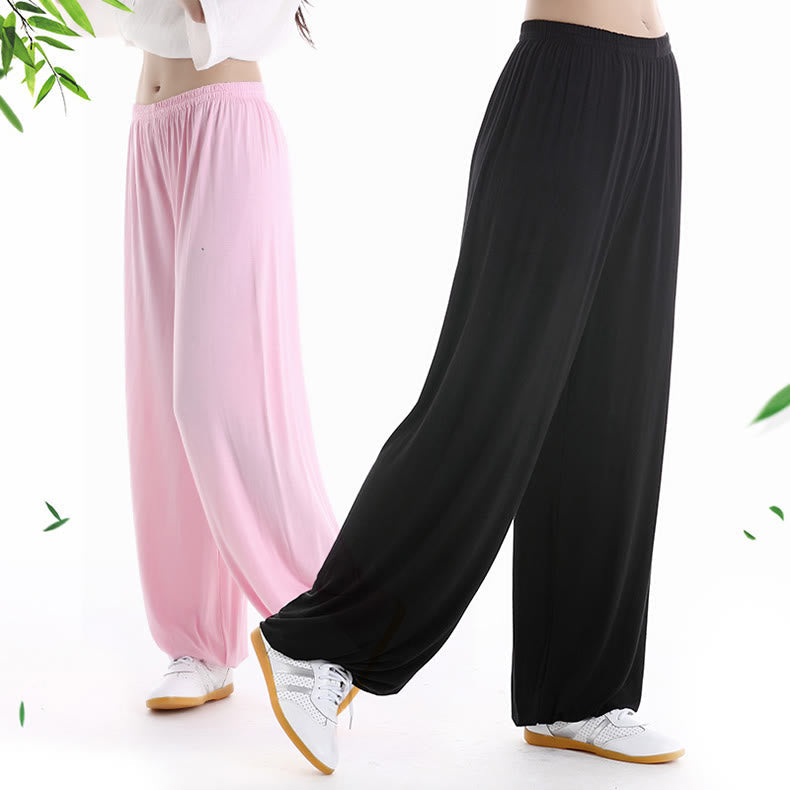 Summer Elastic Waist Tai Chi Qigong Practice Modal Unisex Pants