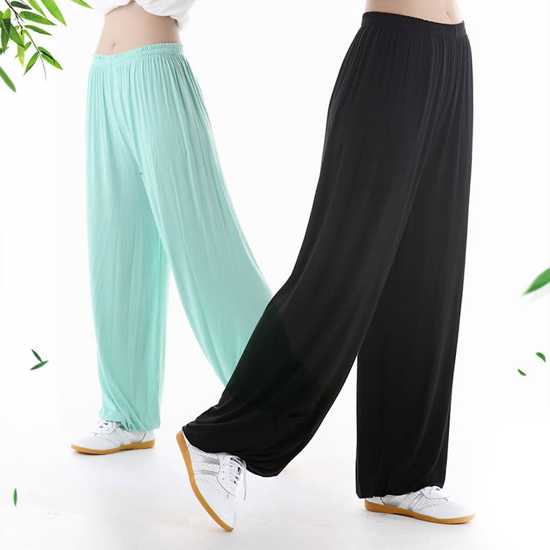 Summer Elastic Waist Tai Chi Qigong Practice Modal Unisex Pants