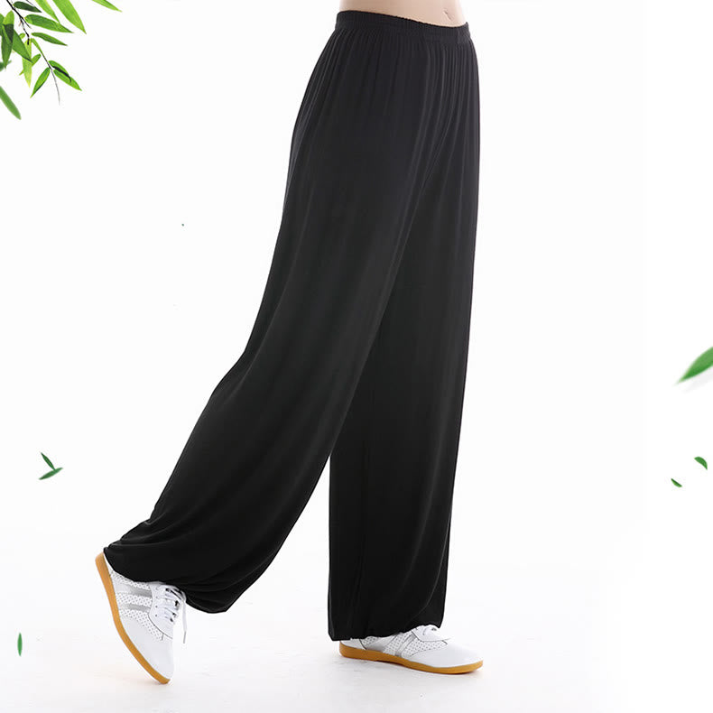 Summer Elastic Waist Tai Chi Qigong Practice Modal Unisex Pants