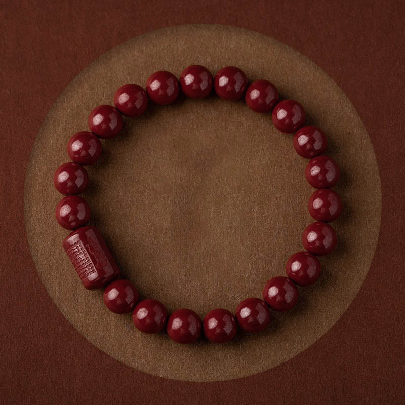 Natural Cinnabar Heart Sutra Blessing Bracelet