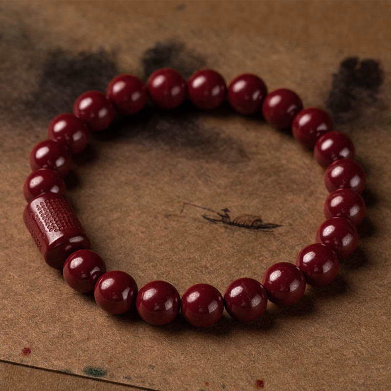 Natural Cinnabar Heart Sutra Blessing Bracelet