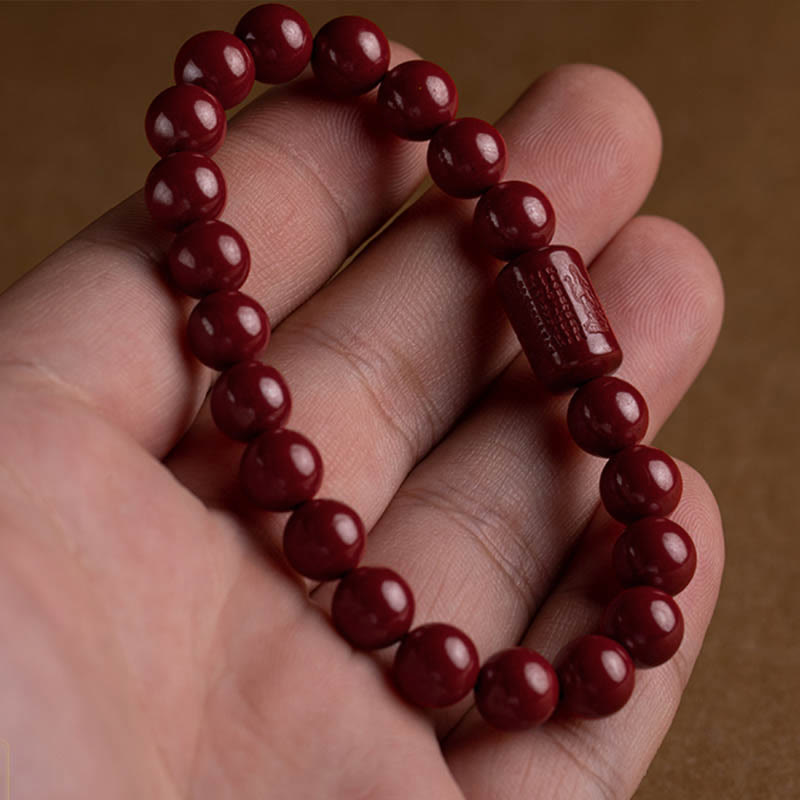Natural Cinnabar Heart Sutra Blessing Bracelet