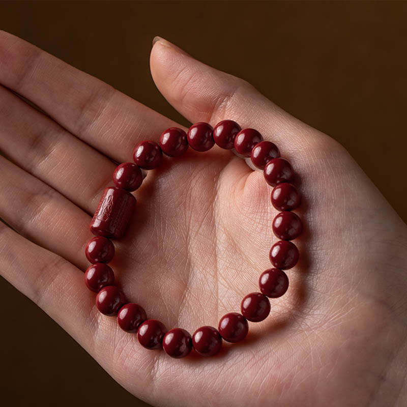 Natural Cinnabar Heart Sutra Blessing Bracelet
