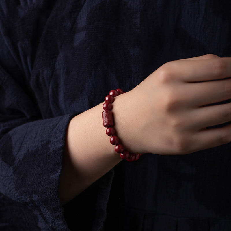 Natural Cinnabar Heart Sutra Blessing Bracelet