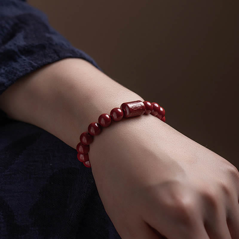 Natural Cinnabar Heart Sutra Blessing Bracelet