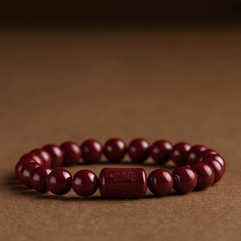 Natural Cinnabar Heart Sutra Blessing Bracelet