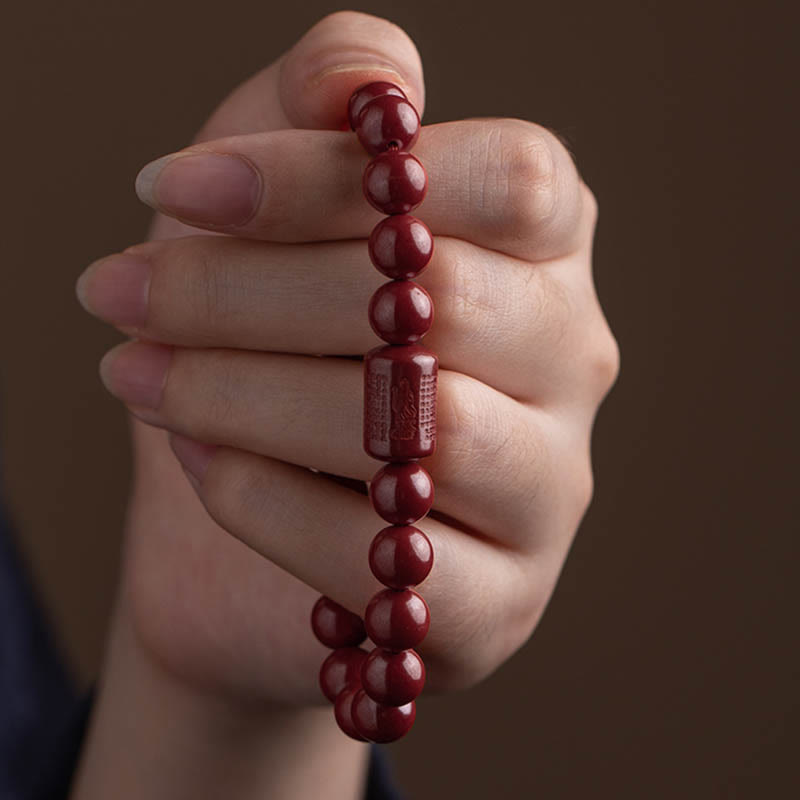 Natural Cinnabar Heart Sutra Blessing Bracelet