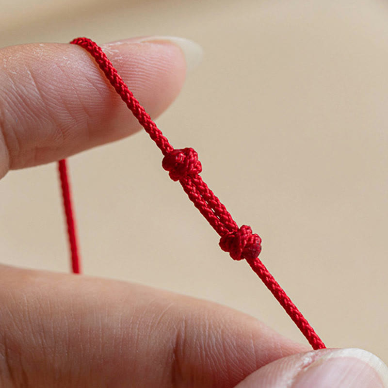 Handmade Ultra-Thin Braided Red String Bracelet with Red Agate & 925 Sterling Silver Fu Symbol