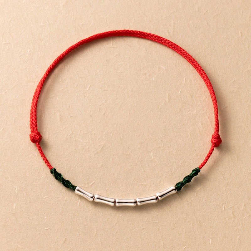 925 Sterling Silver Bamboo Design Luck Braided Ultra-Thin Rope Bracelet