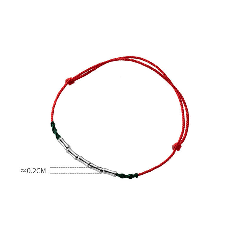 925 Sterling Silver Bamboo Design Luck Braided Ultra-Thin Rope Bracelet