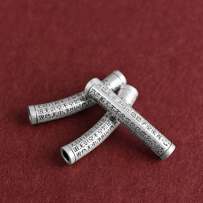 999 Sterling Silver Six True Word Heart Sutra String Necklace Pendant