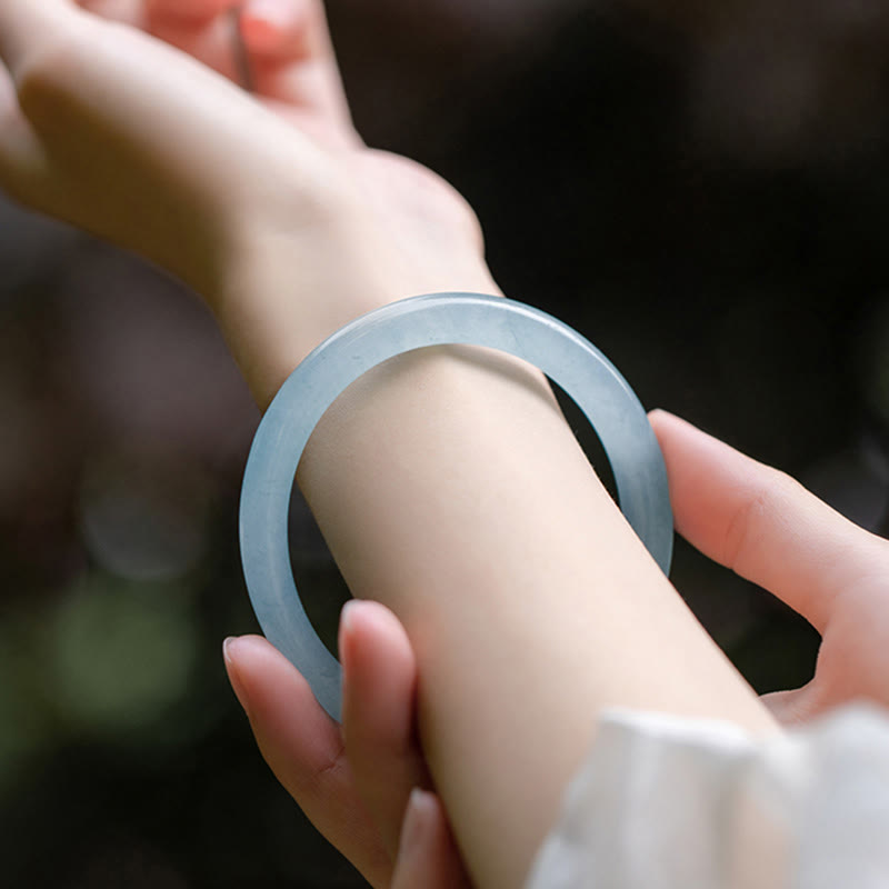 Natural Aquamarine Serenity Bangle Bracelet