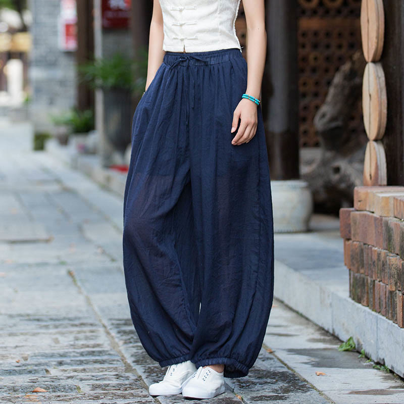 Tactile Linen Drawstring Harem Meditation Pants