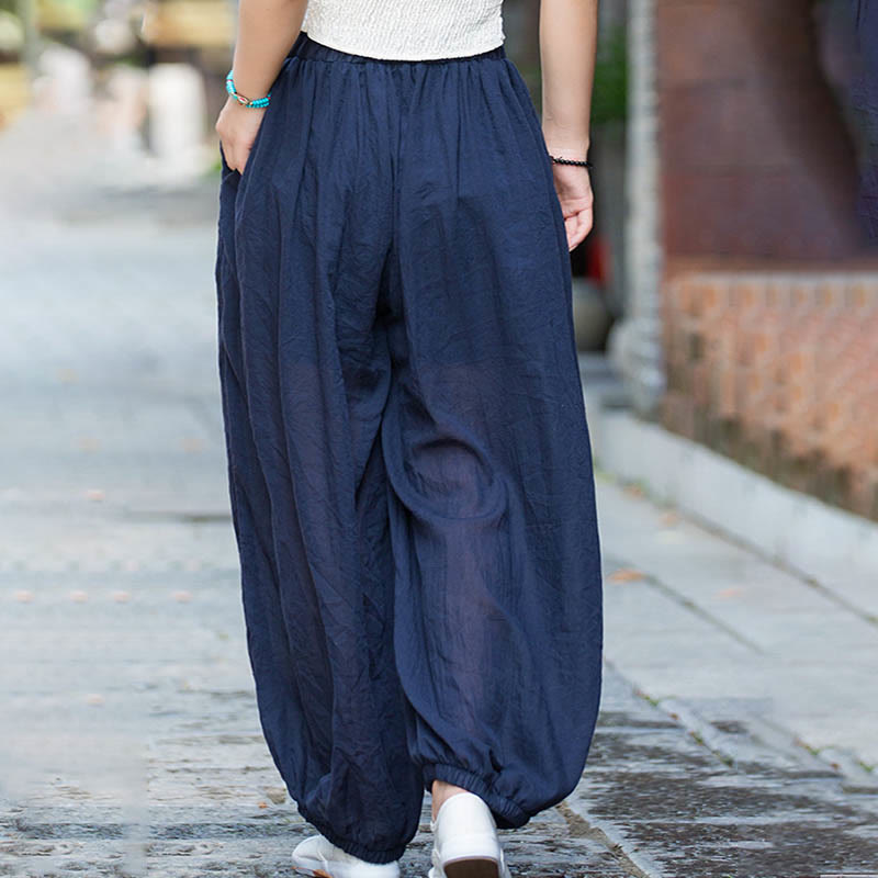 Tactile Linen Drawstring Harem Meditation Pants