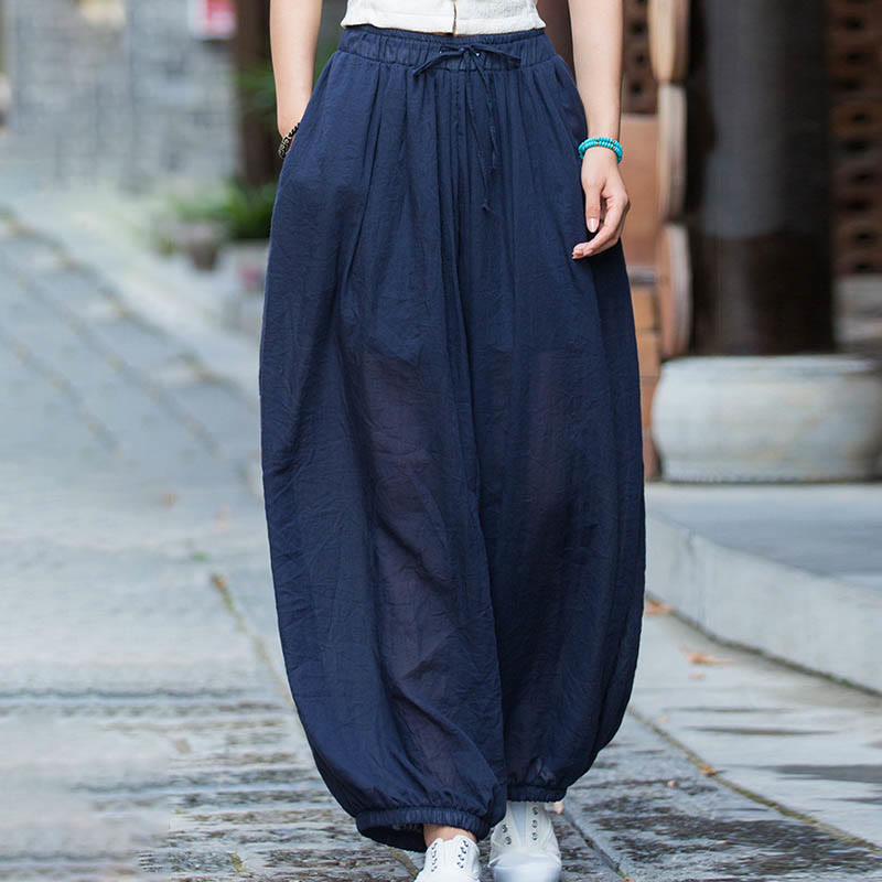 Tactile Linen Drawstring Harem Meditation Pants