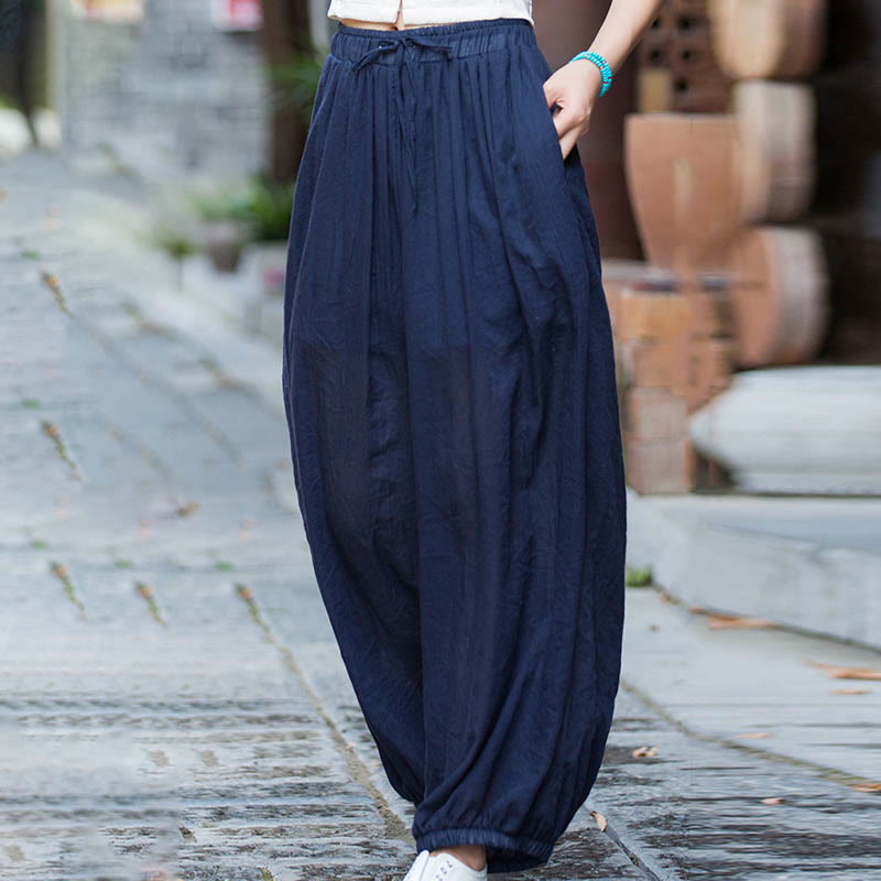 Tactile Linen Drawstring Harem Meditation Pants