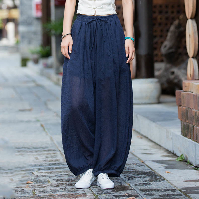Tactile Linen Drawstring Harem Meditation Pants