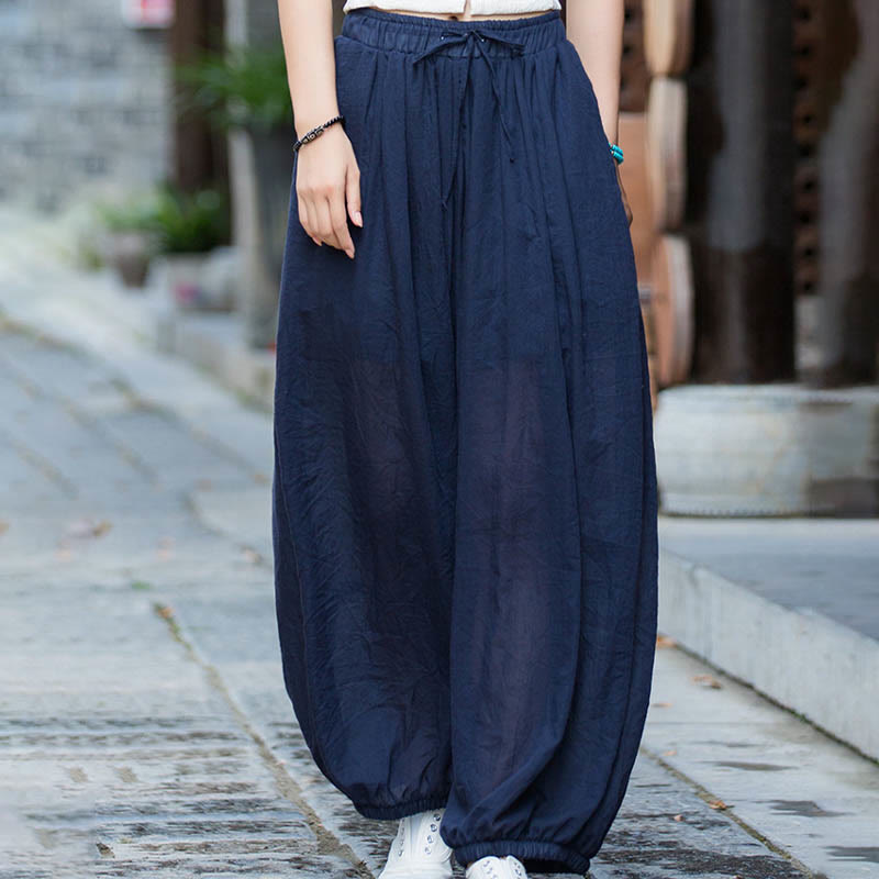 Tactile Linen Drawstring Harem Meditation Pants