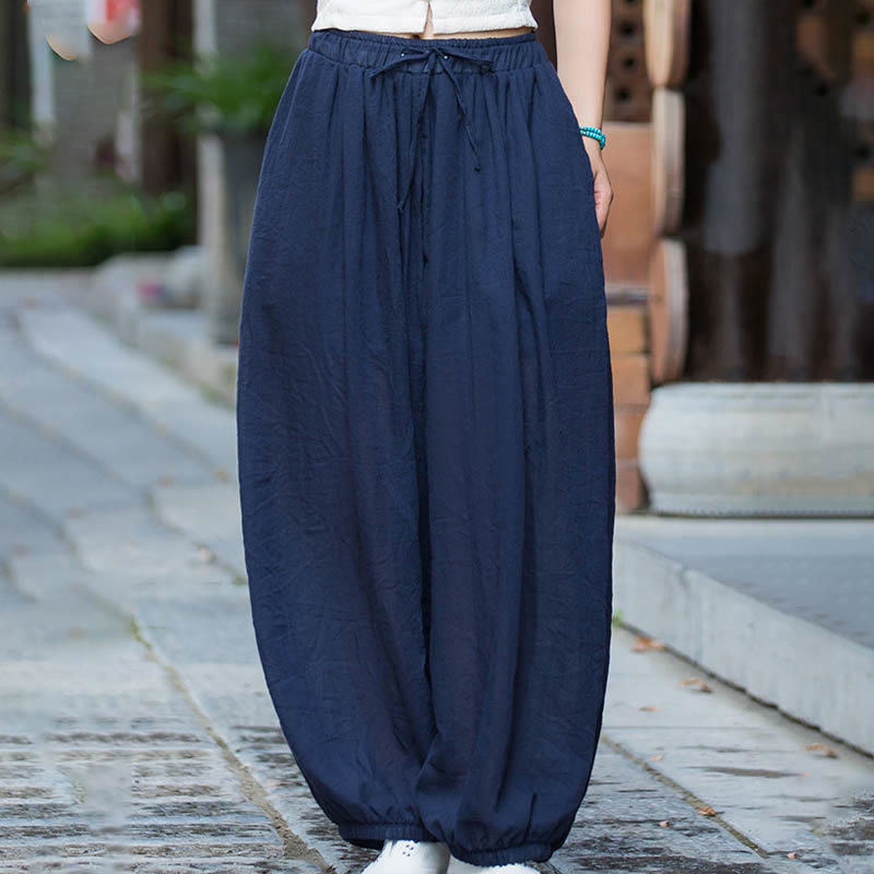 Tactile Linen Drawstring Harem Meditation Pants