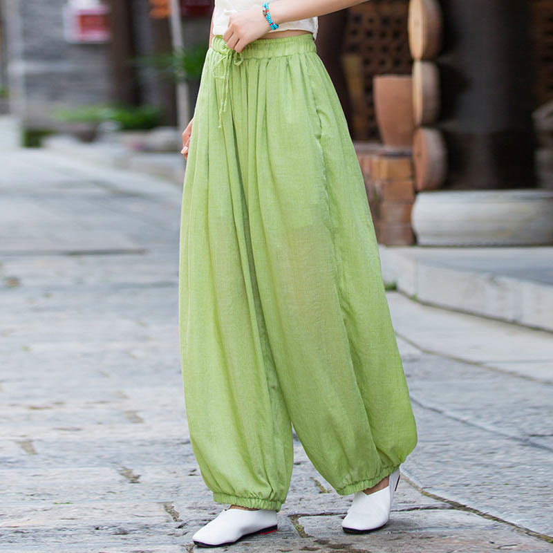 Tactile Linen Drawstring Harem Meditation Pants