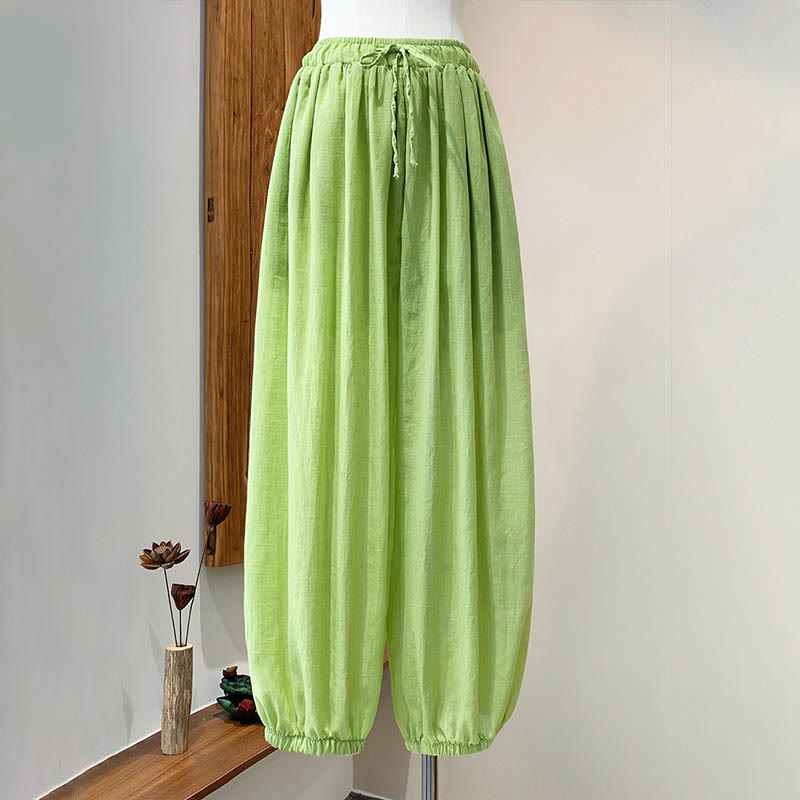 Tactile Linen Drawstring Harem Meditation Pants