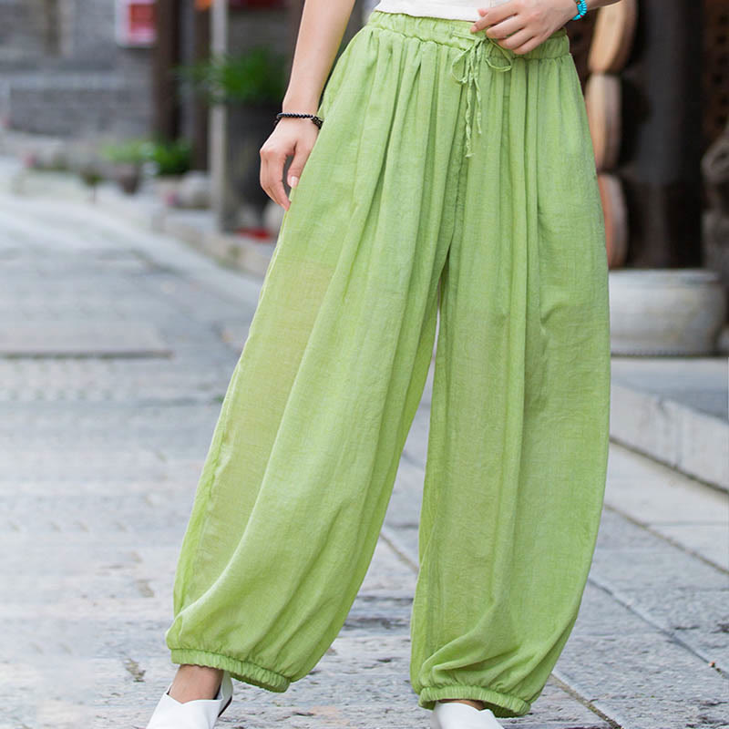 Tactile Linen Drawstring Harem Meditation Pants