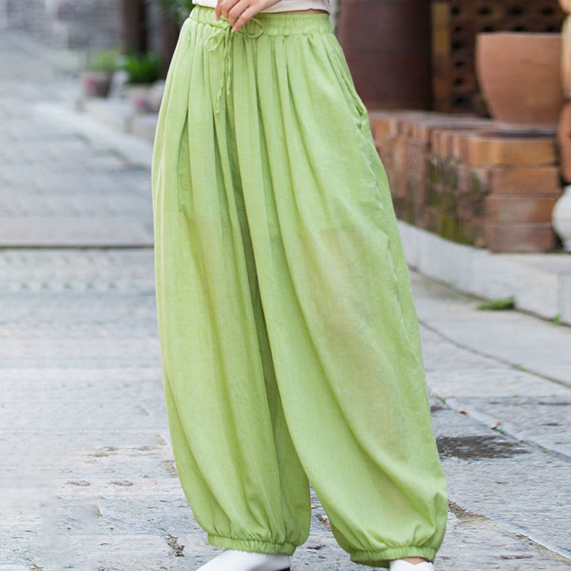 Tactile Linen Drawstring Harem Meditation Pants