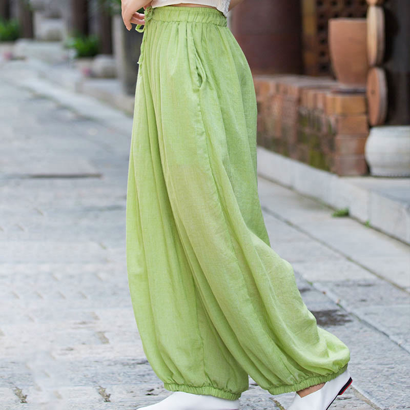Tactile Linen Drawstring Harem Meditation Pants