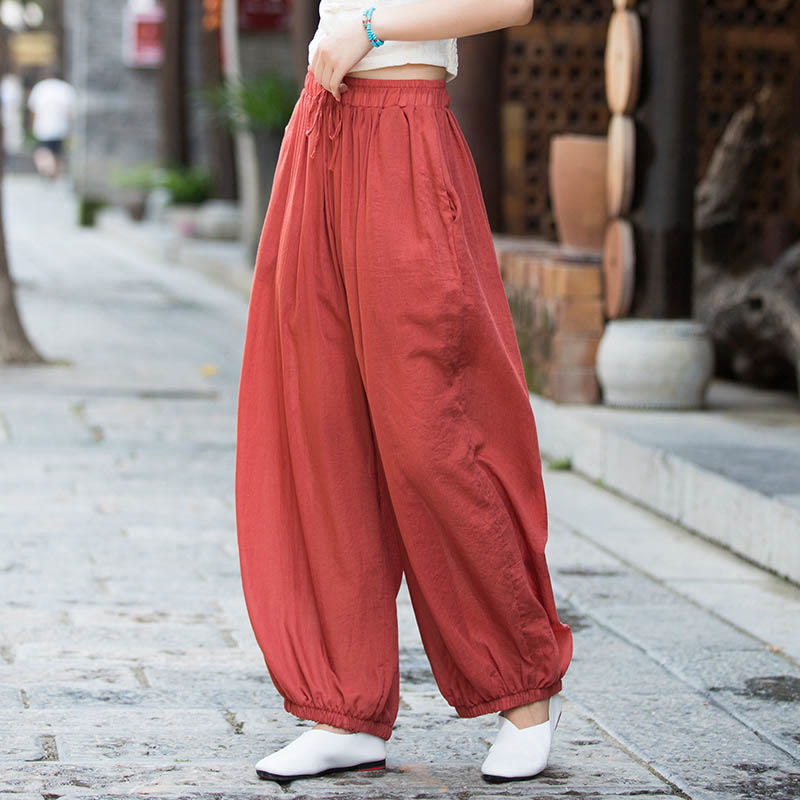 Tactile Linen Drawstring Harem Meditation Pants