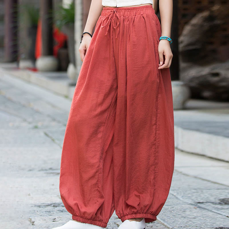 Tactile Linen Drawstring Harem Meditation Pants