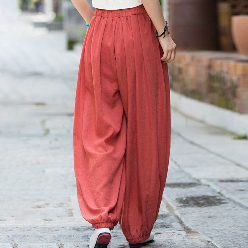 Tactile Linen Drawstring Harem Meditation Pants