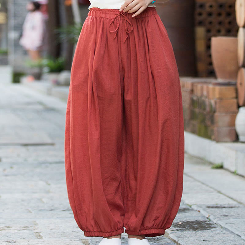Tactile Linen Drawstring Harem Meditation Pants