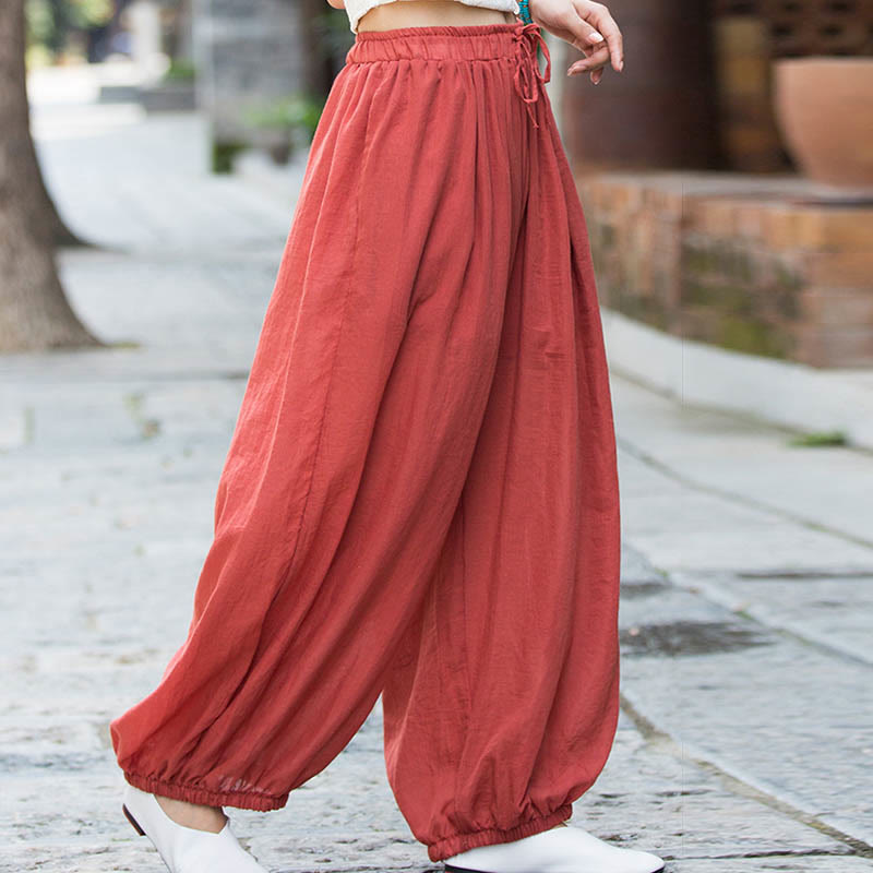 Tactile Linen Drawstring Harem Meditation Pants