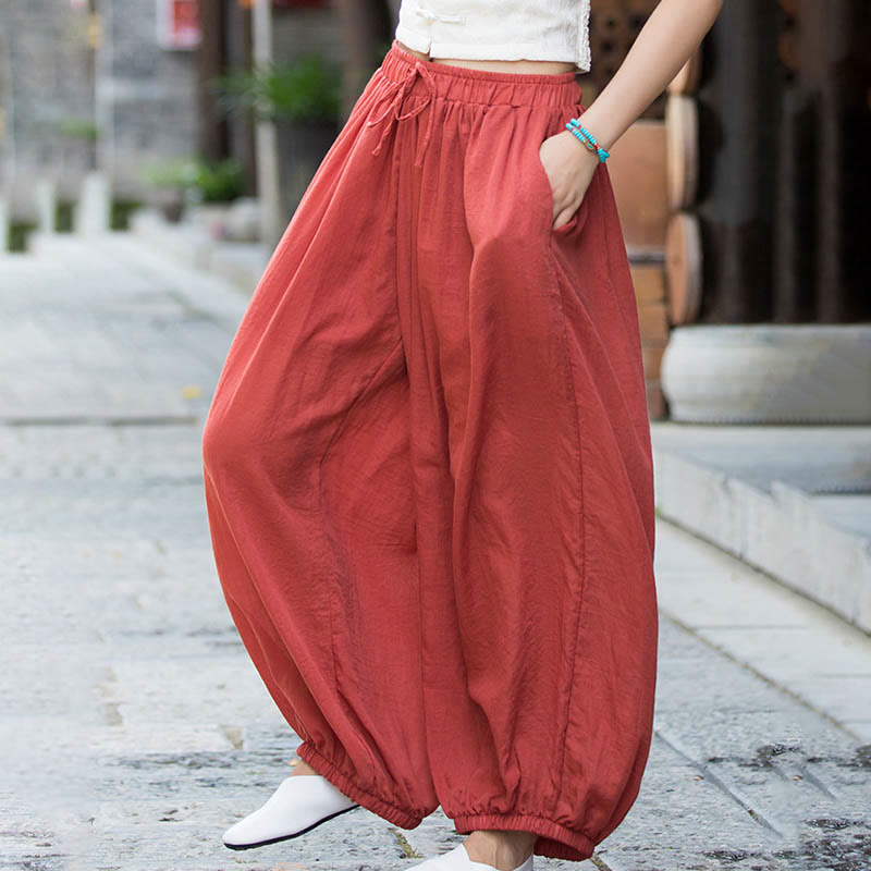 Tactile Linen Drawstring Harem Meditation Pants