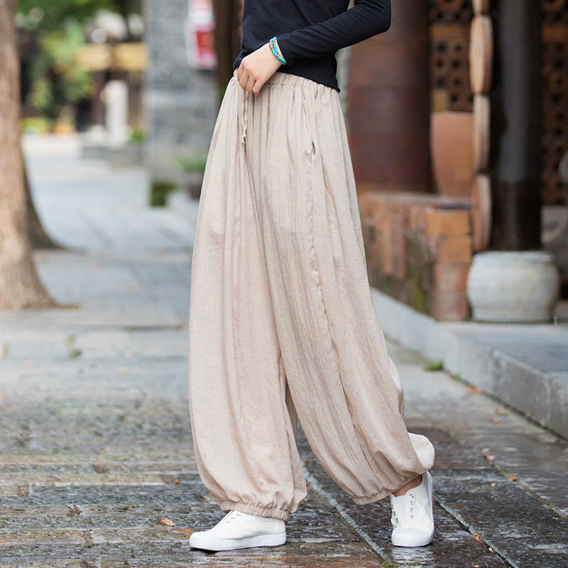 Tactile Linen Drawstring Harem Meditation Pants