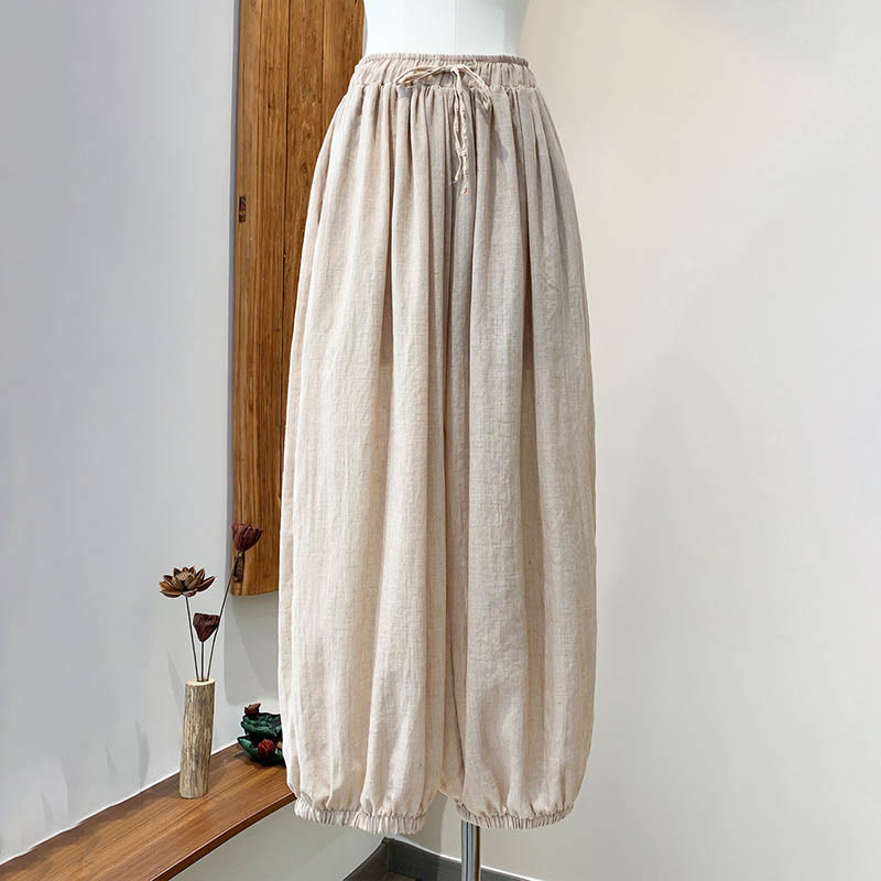 Tactile Linen Drawstring Harem Meditation Pants