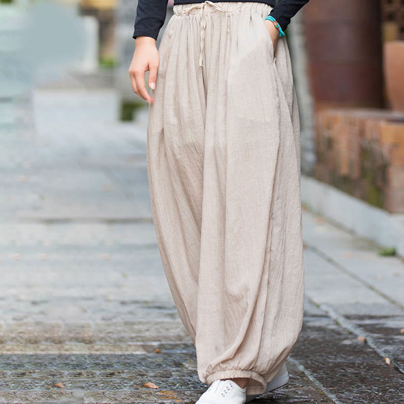 Tactile Linen Drawstring Harem Meditation Pants
